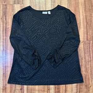 Chico’s Easywear Black Animal Print Blouse Size 3